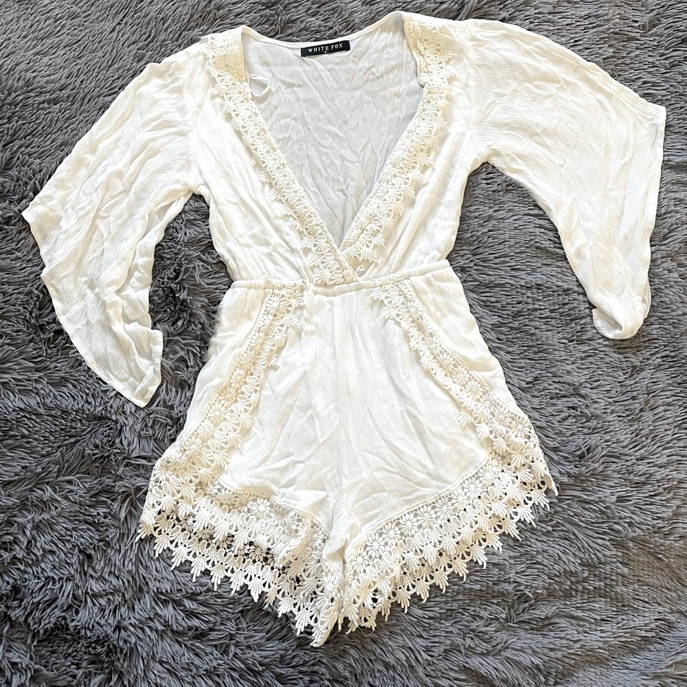 White Fox Lace Romper S